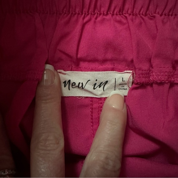 New In Neon Pink High Rise Smocked Ruche Elastic Waist Joggers Sz Large - Picture 5 of 10